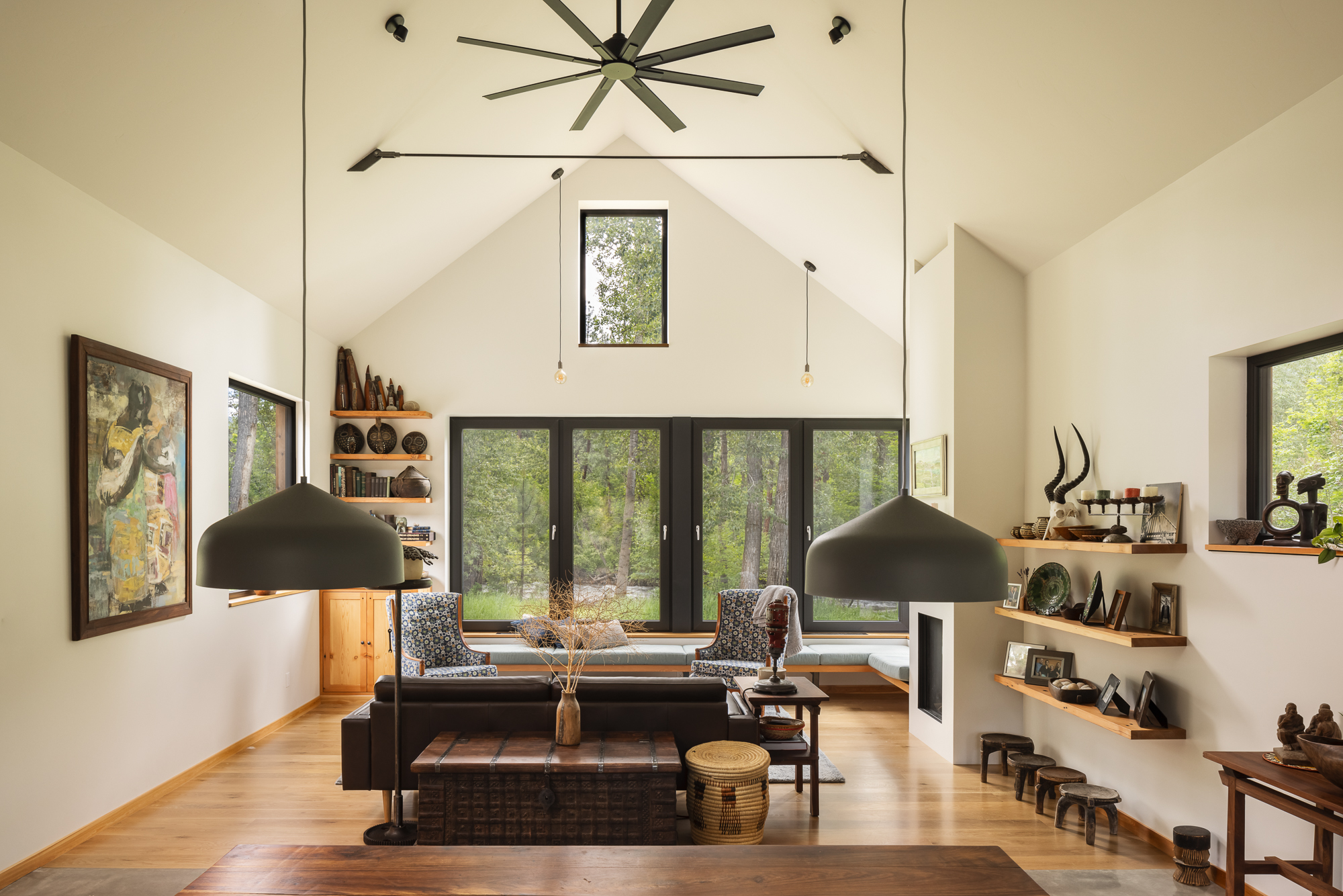 Featured project: Sycamore Residence great room with wide-plank hardwood floors