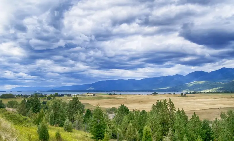 The dramatic Mission Mountains above the Mission Valley in Lake County, Montana